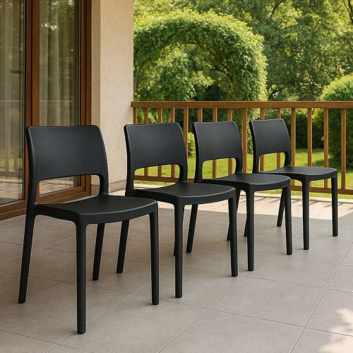 Set di 4 sedie da terrazzo impilabili antracite - Cereseto