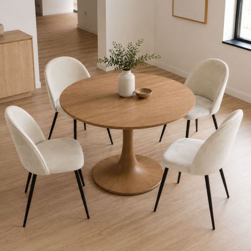 Set di 4 sedie imbottite in velluto panna - Achito