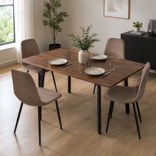 Set di 4 sedie moderne imbottite in velluto tortora - Arter