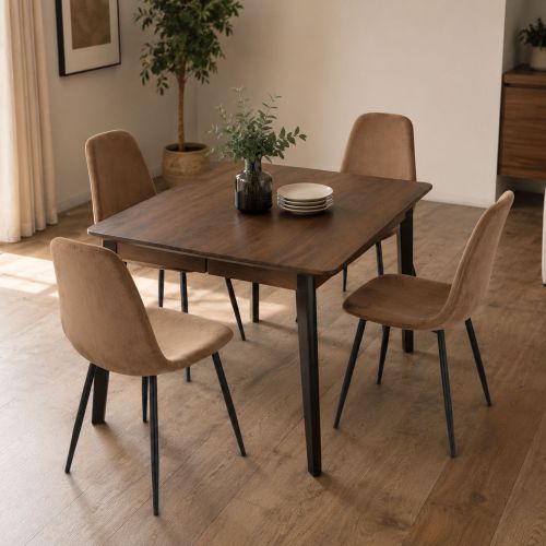 Set di 4 sedie pranzo imbottite in velluto beige - Arter