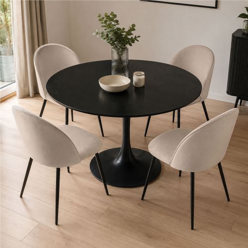 Set di 4 sedie soggiorno imbottite in velluto grigio chiaro - Achito