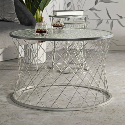 Set di 4 tavolini da salotto Cabiaglio, 70x70 h55 cm, Argento
