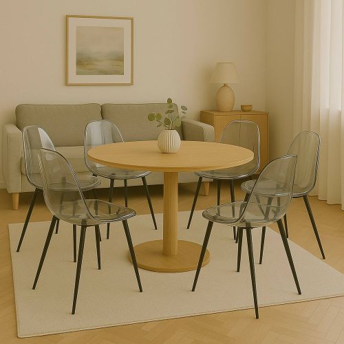 Set di 6 sedie Agate, Poltrona in PET, Sedia da pranzo ergonomica, Seduta per riunioni, 53x46h81 cm, Fumé
