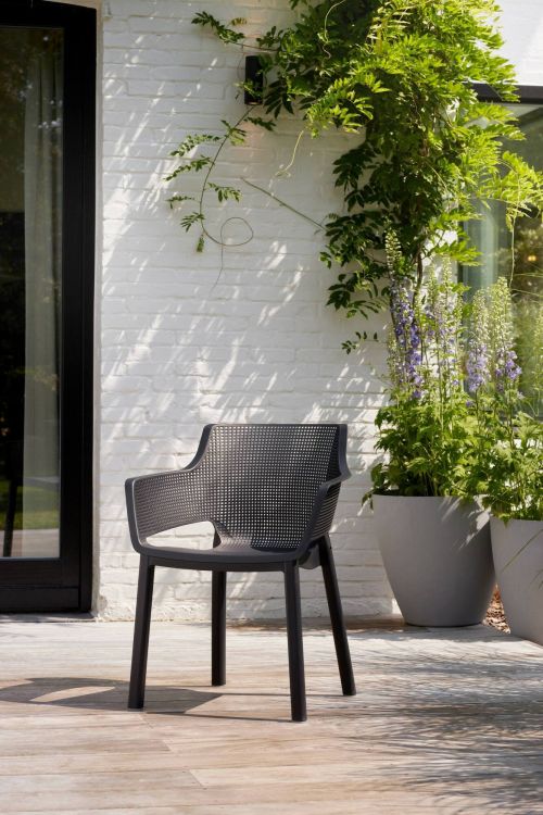 Set di 6 sedie da esterno Cavareno, Seggiola da giardino, Seduta outdoor multiuso, Panchina da giardino, 61x54 h79 cm, Antracite
