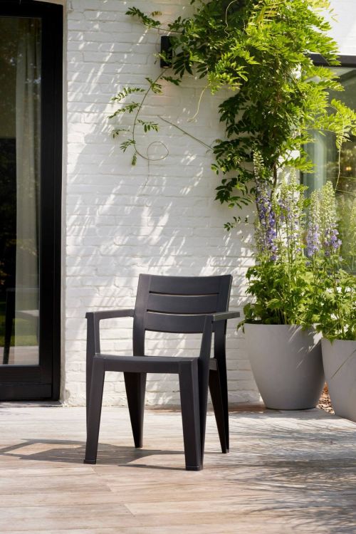 Set di 6 sedie da esterno Tregnago, Seggiola da giardino, Seduta outdoor multiuso, Panchina da giardino, 62x59 h79 cm, Antracite