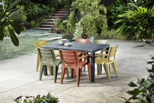 Set di 6 sedie da esterno Tregnago, Seggiola da giardino, Seduta outdoor multiuso, Panchina da giardino, 62x59 h79 cm, Multicolore
