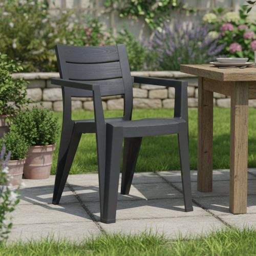 Set di 6 sedie da giardino impilabili antracite - Courtenay