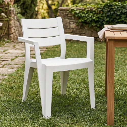 Set di 6 sedie da terrazzo impilabili bianco - Courtenay