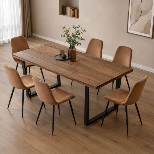 Set di 6 sedie pranzo imbottite in velluto beige - Arter