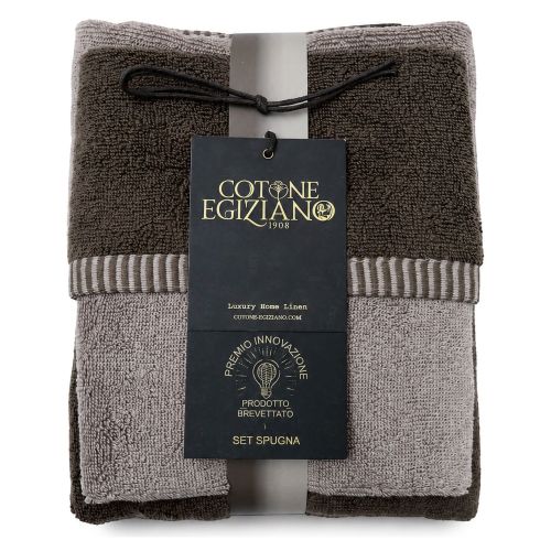 Set di Asciugamani Beige Crema Marrone 100% Cotone Egiziano a Fibra Lunga Pettinato set da 2 Reversibile - Sazaga Luxury