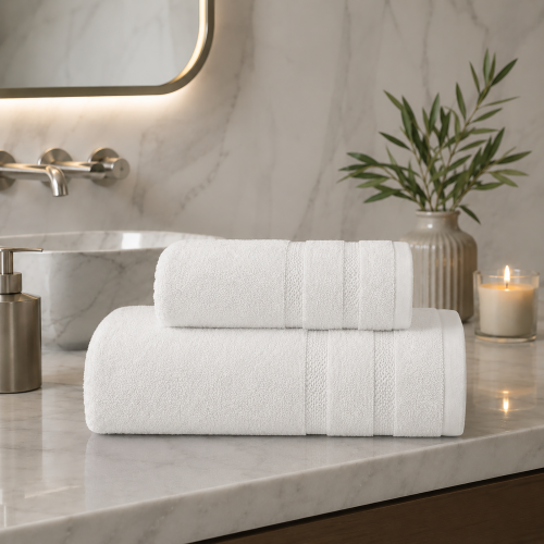 Set di Asciugamani Bianco 100% Cotone Egiziano Pettinato e Mercerizzato set da 16 - Saleneba Luxury