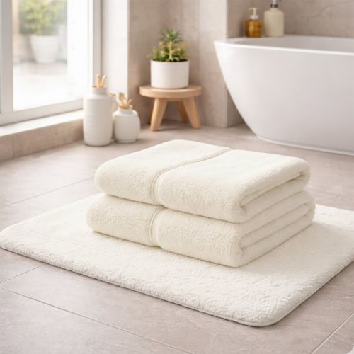 Set di Asciugamani Bianco Avorio 100% Puro Cotone set da 2 - Sanenere Luxury