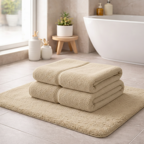 Set di Asciugamani Bianco Crema 100% Puro Cotone set da 2 - Sanenere Luxury