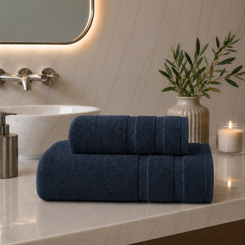 Set di Asciugamani blu 100% Cotone Egiziano Pettinato e Mercerizzato set da 7 - Saleneba Luxury