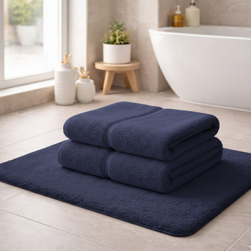 Set di Asciugamani blu 100% Puro Cotone set da 2 - Sanenere Luxury