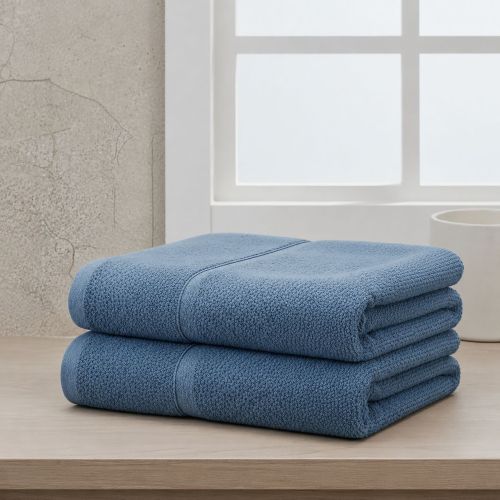 Set di Asciugamani blu Fiordaliso 100% Puro Cotone set da 2 - Sanonefa Luxury