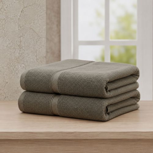 Set di Asciugamani Grigio Pietra 100% Puro Cotone set da 2 - Sanonefa Luxury