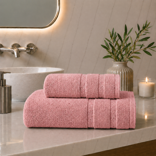 Set di Asciugamani Rosa 100% Cotone Egiziano Pettinato e Mercerizzato set da 11 - Saleneba Luxury