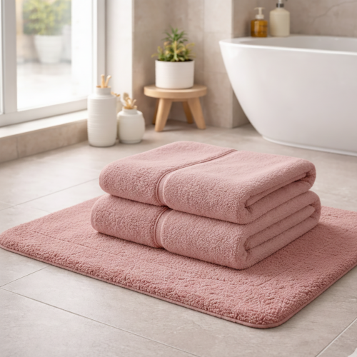 Set di Asciugamani Rosa 100% Puro Cotone set da 2 - Sanenere Luxury