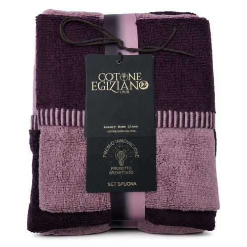 Set di Asciugamani Rosa Viola Prugna 100% Cotone Egiziano a Fibra Lunga Pettinato set da 2 Reversibile - Sazaga Luxury