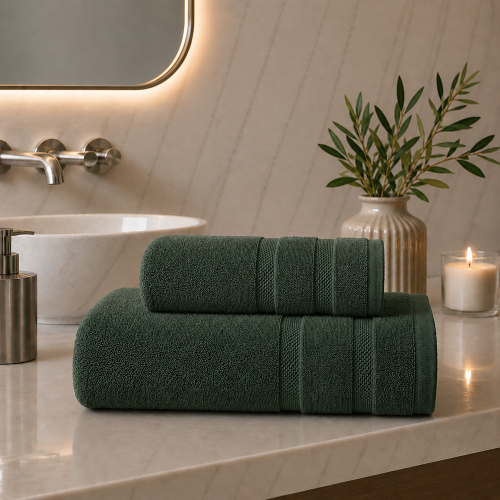Set di Asciugamani Verde 100% Cotone Egiziano Pettinato e Mercerizzato set da 4 - Saleneba Luxury