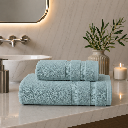 Set di Asciugamani Verde Menta 100% Cotone Egiziano Pettinato e Mercerizzato set da 6 - Saleneba Luxury