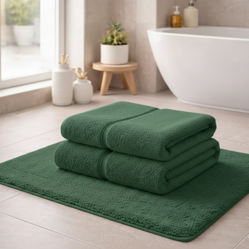 Set di Asciugamani Verde Smeraldo 100% Puro Cotone set da 2 - Sanenere Luxury