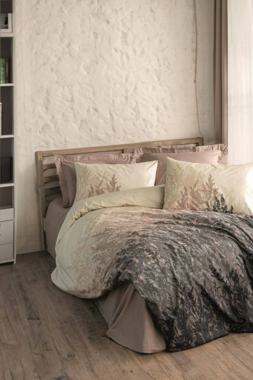 Set di copripiumino matrimoniale e 2 federe Empedocle, Sacca per piumino matrimoniale, Beige, 260x220 cm, Misura copricuscini: 50x80 cm