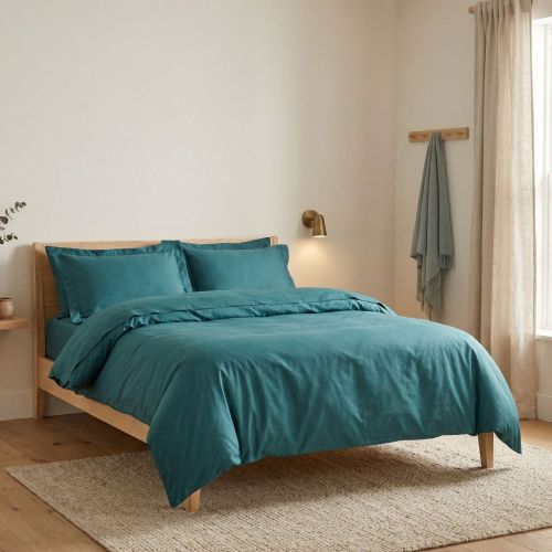 Set di copripiumino matrimoniale e 2 federe Wickliffe, 240x220 cm, Verde petrolio