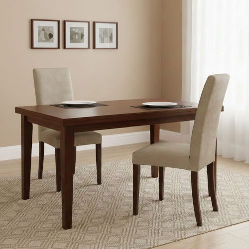 Set di Sedie Beige Marrone Noce 2 Sedie Effetto Velluto, Imbottito - Ferraris