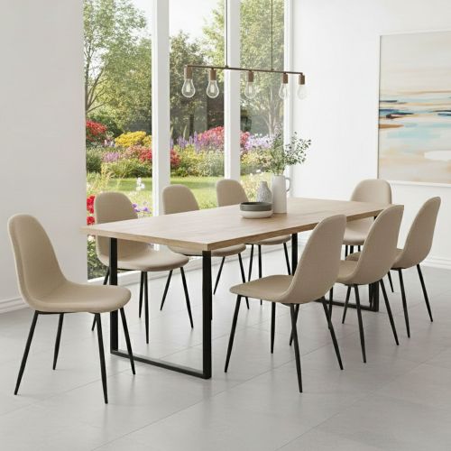 Set di Sedie Beige Nero 8 Sedie Imbottito, Effetto Corda - Zambrone