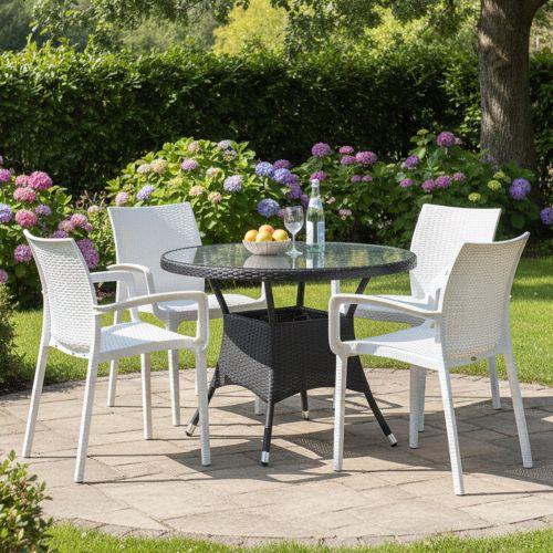 Set di Sedie Bianco 4 Sedie Impilabile, Made in Italy - Buono