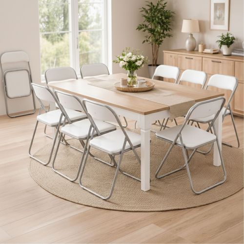 Set di Sedie Bianco Grigio 10 Sedie Imbottito, Peso Supportato 80 kg - Antenore