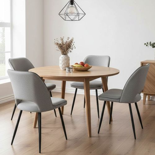 Set di Sedie Grigio Chiaro Nero 4 Sedie Imbottito, Sfumatura Colore Struttura Chiaro - Staffolo