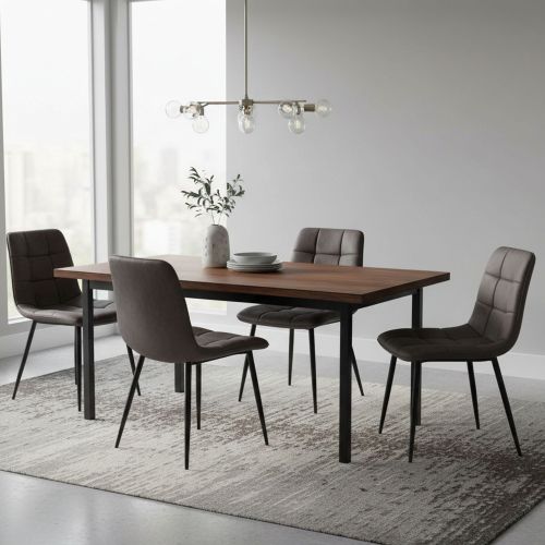 Set di Sedie Grigio Scuro Nero 4 Sedie Effetto Velluto, Imbottito - Osasco