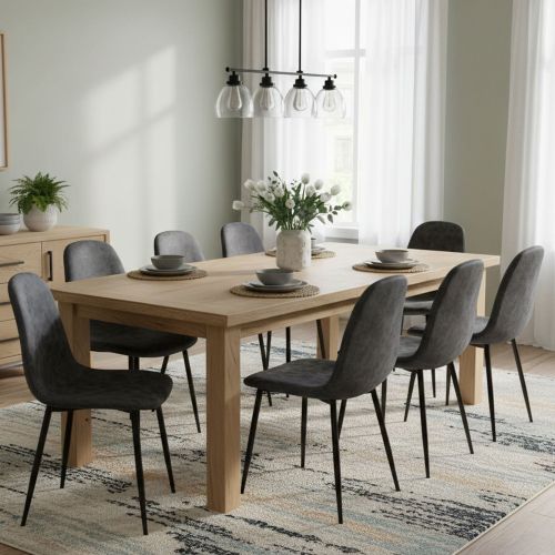Set di Sedie Grigio Scuro Nero 8 Sedie Effetto Invecchiato, Imbottito - Ispani