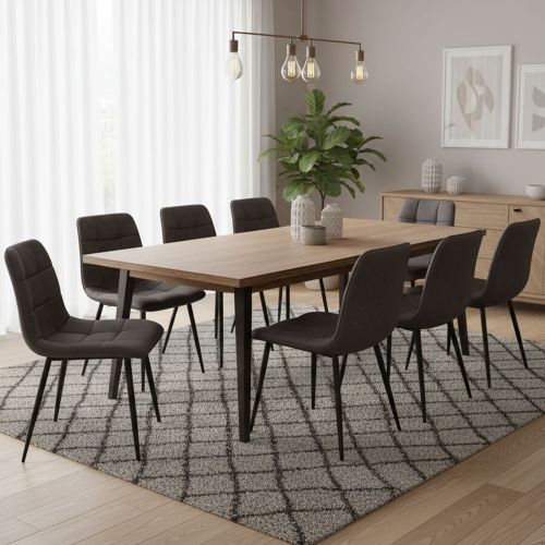 Set di Sedie Grigio Scuro Nero 8 Sedie Effetto Velluto, Imbottito - Osasco