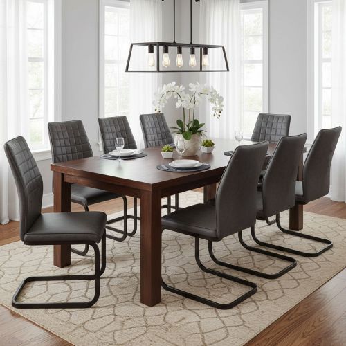 Set di Sedie Grigio Scuro Nero 8 Sedie Effetto Velluto, Imbottito - Quintano