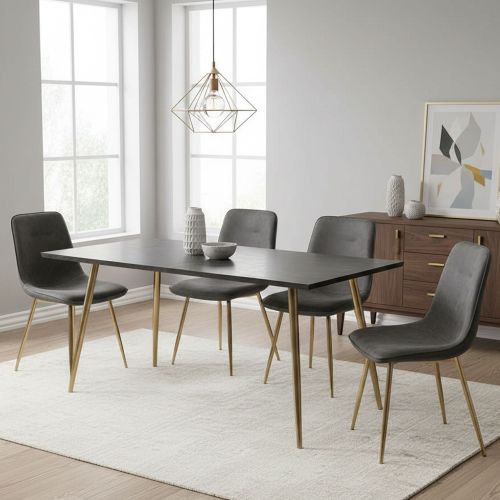 Set di Sedie Grigio Scuro oro 4 Sedie Effetto Velluto, Imbottito - Cabiate