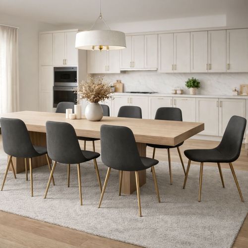 Set di Sedie Grigio Scuro oro 8 Sedie Effetto Velluto, Imbottito - Cabiate