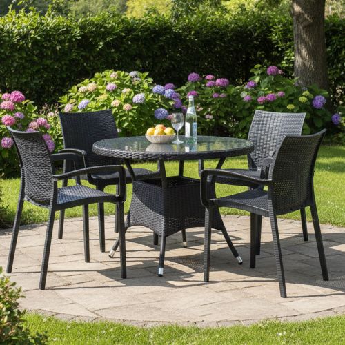 Set di Sedie Nero Antracite 4 Sedie Impilabile, Made in Italy - Buono