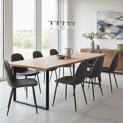 Set di Sedie Nero Antracite Nero 8 Sedie Imbottito, Sfumatura Colore Struttura Antracite - Zambrone