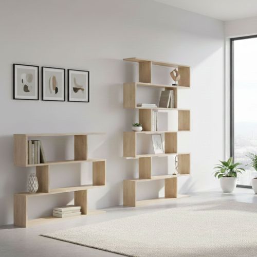 Set Libreria Marrone Rovere 9 Ripiani Modulabile, Installazione a Muro - Jesolo