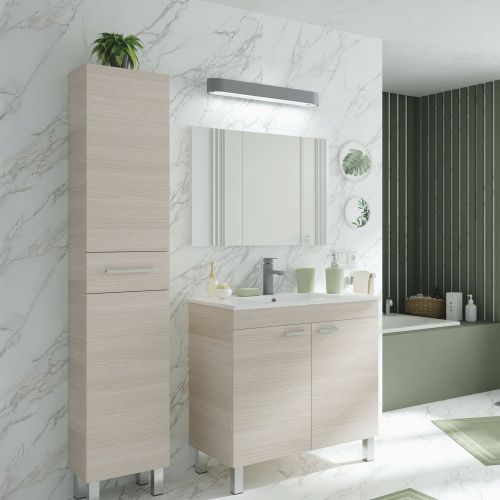 Set Mobili Bagno Marrone Rovere un Cassetto 3 Ripiani, 4 Ante - Didero