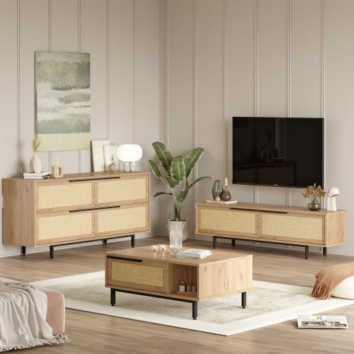 Set Mobili da Soggiorno Beige Marrone Rovere Modulabile 8 Ripiani, 7 Ante - Odolo