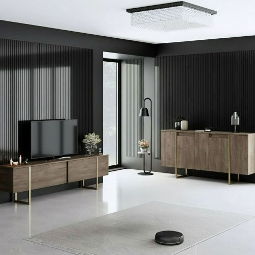 Set Mobili da Soggiorno Marrone Noce oro Modulabile 4 Ripiani, Apertura Battente, a Ribalta - Pignano