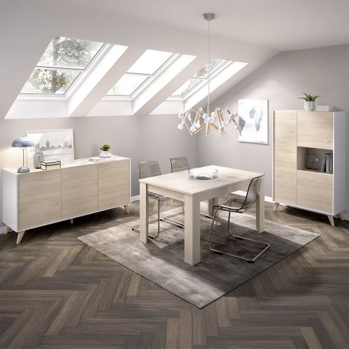 Set Mobili da Soggiorno Marrone Rovere Bianco Cassetti Modulabile, 7 Ripiani - Tifton