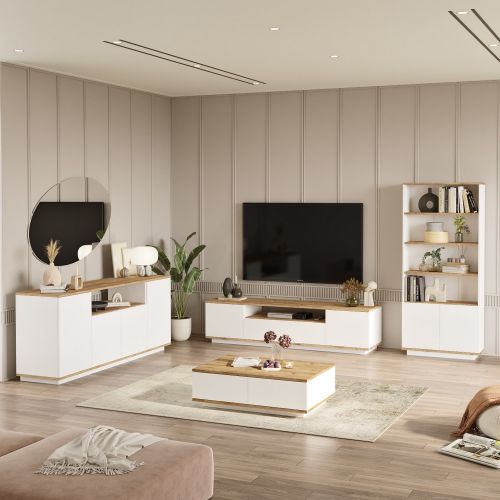 Set Mobili da Soggiorno Marrone Rovere Nodi Bianco Modulabile 11 Ripiani, 11 Ante - Stienta