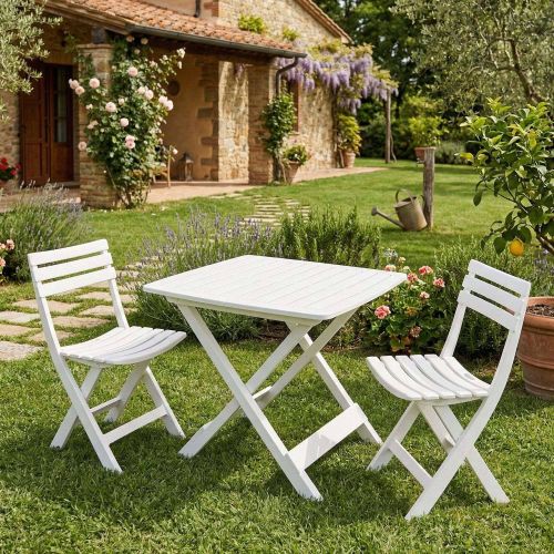 Set pic-nic economico 2 posti e 1 tavolo bianco - Viticuso
