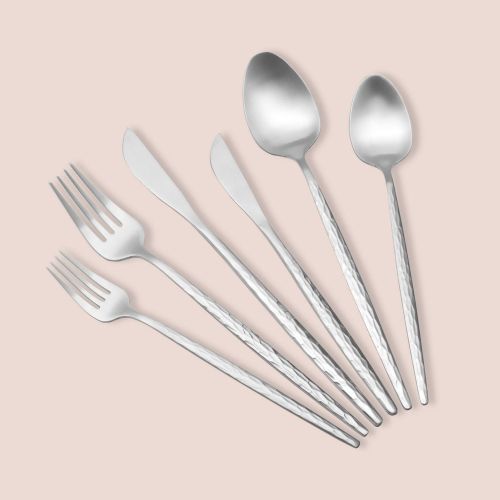 Set Posate Argento Opaco set da 36 Sfumatura Colore Struttura Opaco, Adatto per Lavastoviglie - Nimava